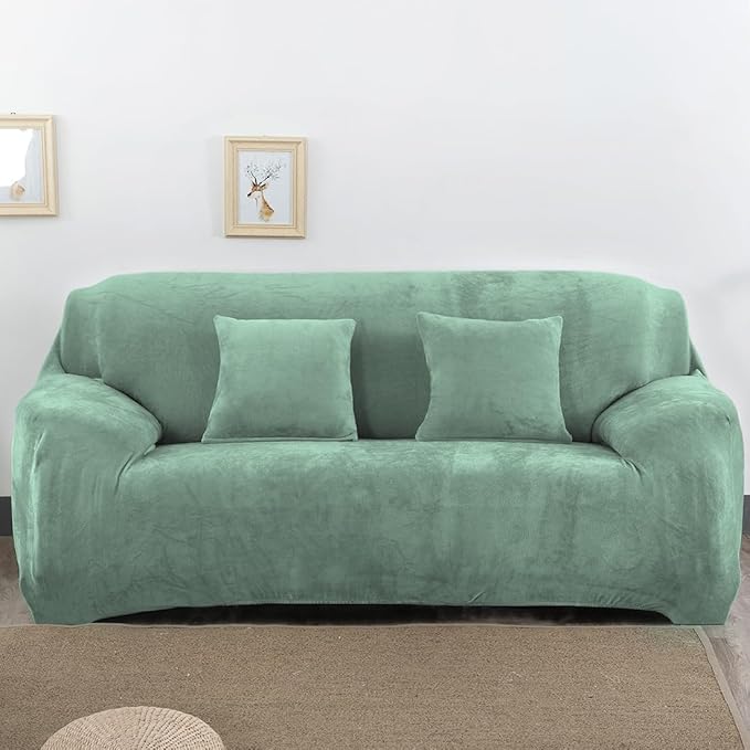 vctops 4 Seater Velvet Plush Stretch Sofa Slipcover 1-Piece Sofa Cover by vctops