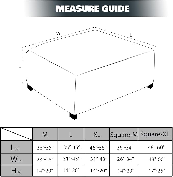 NeColorLife Square Ottoman Cover Jacquard Fabric Slipcover Thick Stretchable - Image 4