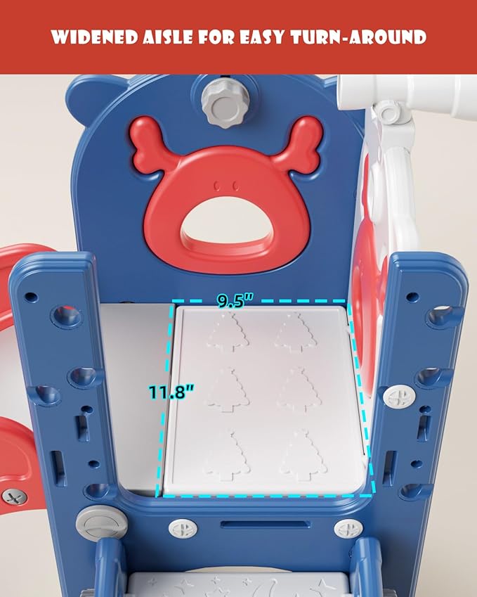 XJD 7 in 1 Toddler Slide, Kids Indoor Slide for Toddlers 12-36 Months, New Upgrade with Golf, Basketball Hoop for Indoor Outdoor Playset,Toddler Playground (Blue Red)