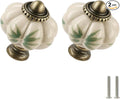 Ivory Pumpkin Knobs 2 Pack Ceramic Cabinet Knobs Vintage Drawer Pulls by Zernmiarder