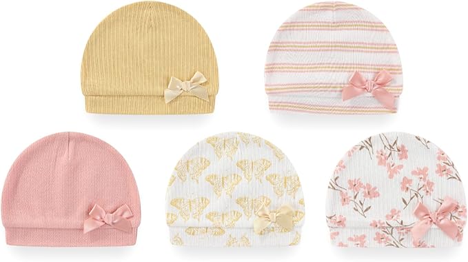 Baby Hat and Mittens Set Cotton Newborn Baby Hats Caps for Boys and Girls, 0-6 Months