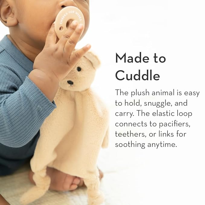 Pacifier Holder with Detachable Pacifier by Bella Tunno, Soft Animal Lovey Snuggle Toy Attaches to Teethers, Baby Gift for Newborn Boys and Girls, Babies 0+ Months, Bunny