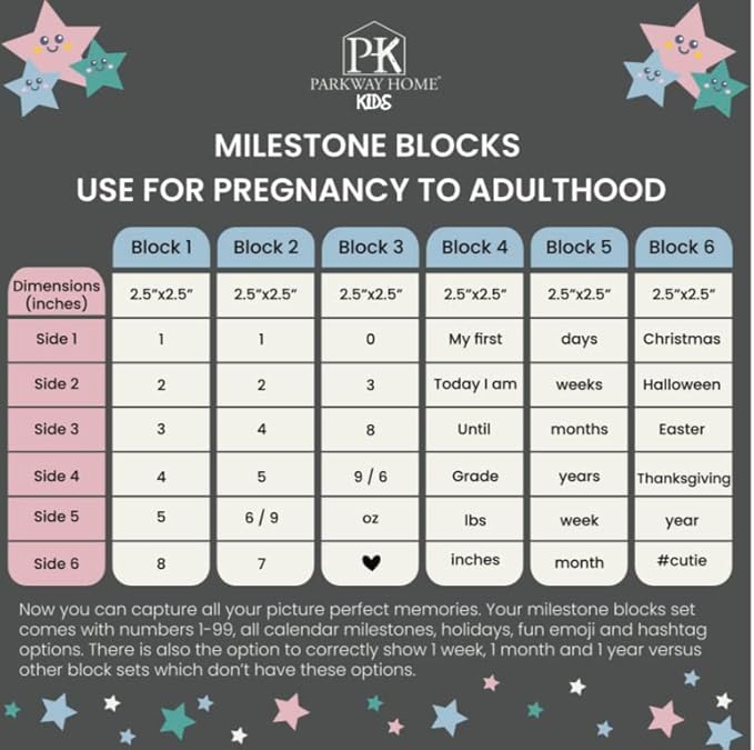 Pink Baby Monthly Milestone Blocks with Bag. Baby Age Blocks for Girl or Boy Baby Photo Props and Baby Shower. Month Baby Milestone Blocks with Grammatically Correct Month and Year