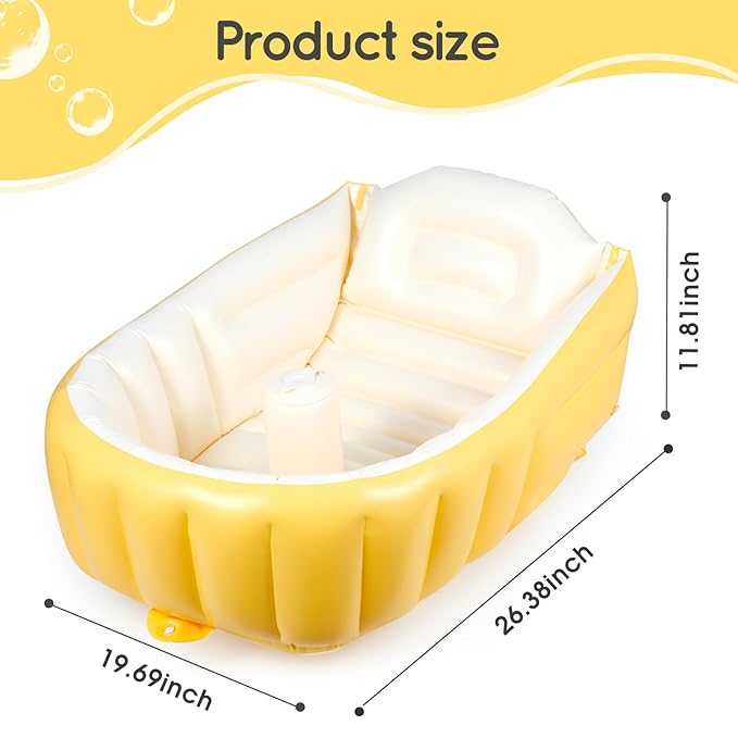 MINK Inflatable Baby Bathtub – Compact, Portable Bath Tub with Anti-Sliding Saddle Horn Seat, Ideal for Travel & Home – Suitable for Infants 0-6 Months