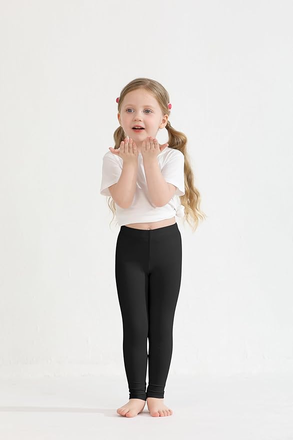 Resinta 4 Packs Toddler and Baby Girls Cotton Leggings Full Length Pants Stretchy Soft Tights Pants for Kids