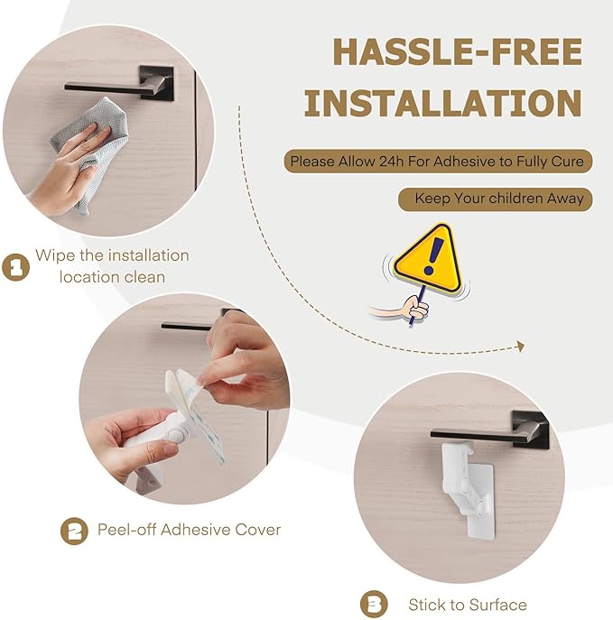 Child Proof Door Lever Lock - Door Locks for Kids Safety - Door Knob Child Proof - Baby Proofing 3M Adhesive - Door Handle Child Proof - White Baby Safety Locks for Toddlers - 1 Pack