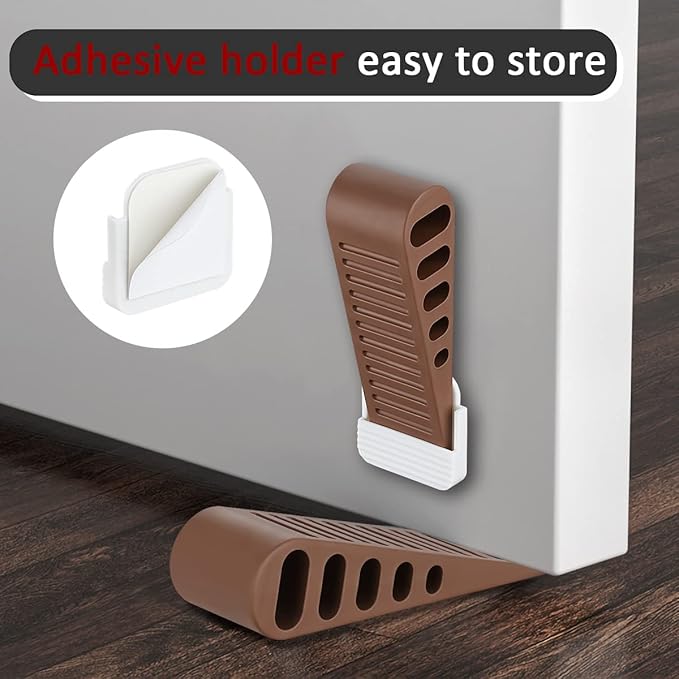 JQK Rubber Door Stopper Wedge, Bronze 2 Pack Soft TPR Premium Door Stops for Bottom of Heavy Duty Door on Tile, Concrete, Carpet, Wooden Floor, DSB61-ORB-P2