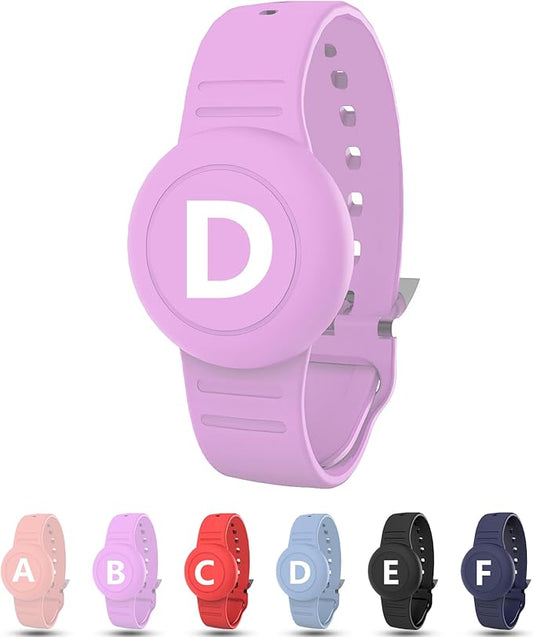 Waterproof Bracelet for AirTag Kids, Personalized Initial Letter Hidden Holder Compatible with Air Tag, Silicone Case for Airtag Adjustable Anti-Lost GPS Tracker for Toddler Child Elder, D