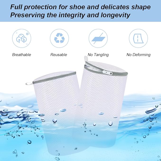Vivifying Shoe Washing Machine Bag, 2 Pack Honeycomb Mesh Laundry Bag with Zipper for Sneakers, Running Shoes, Sock, Bras, Delicates and Toys