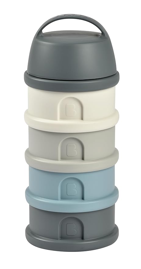 BEABA Formula and Snack Container, Baby Formula Dispenser, Toddler Baby Snack Storage Container, Holds up to 11 Doses of Milk Powder Per Compartment, Made in France, Rain
