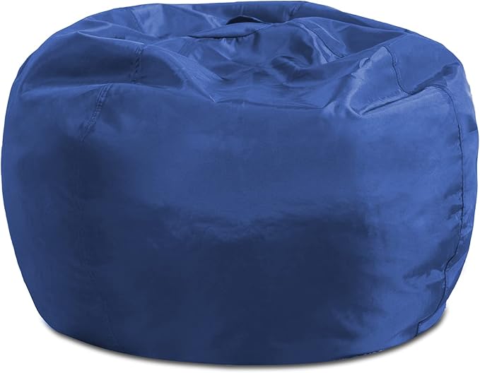 Posh Creations Structured Comfy Seat for Playrooms and Bedrooms, Large Bean Bag Chair, 100in Round Classic Bean Bag, Navy