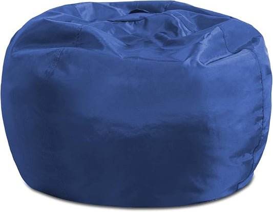 Posh Creations Structured Comfy Seat for Playrooms and Bedrooms, Large Bean Bag Chair, 100in Round Classic Bean Bag, Navy