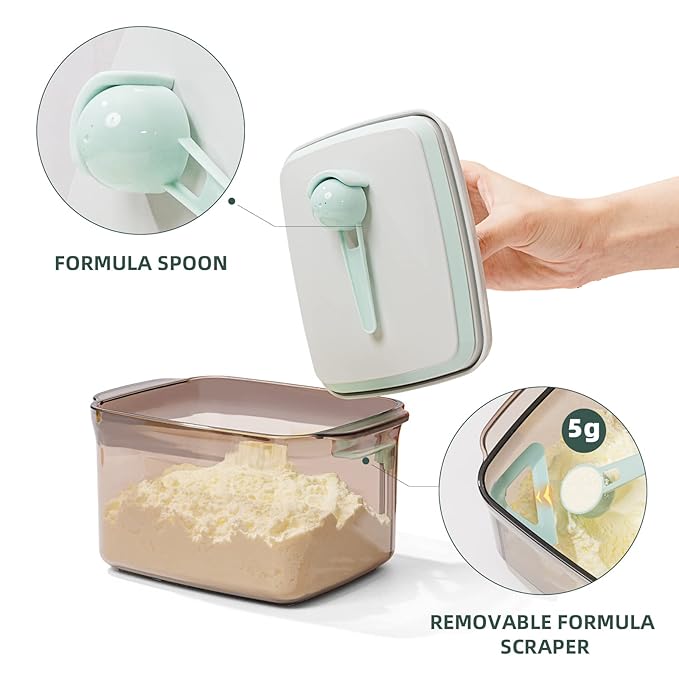 To Go Formula Container - 1000ml Airtight Milk Powder Container for Travel, Formula Dispenser with Scraper, 11OZ, 0.66LB, 300g, Brown