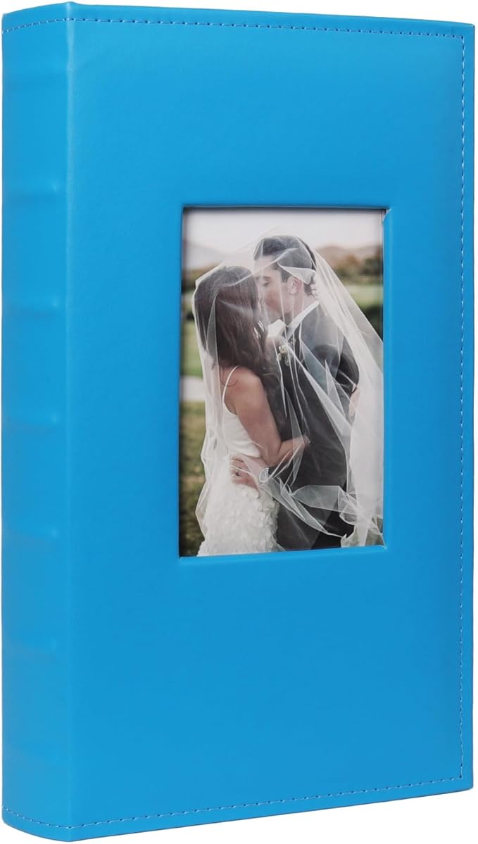 RECUTMS Photo Album 4x6 300 Pockets Photo Albums with Leather Cover for Family Wedding Baby Photo Book Holds Horizontal Pictures (Sky Blue)
