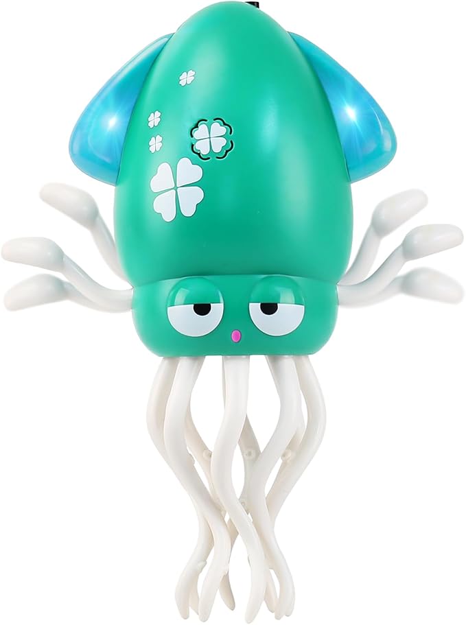 USB Rechargeable Dancing Octopus Baby Toy - Electric Crawling & Tummy Time Toy, Magical Musical Squid, Stress-Relief Desk Decor - Birthday for Kids Ages 1 2 3 4 5 6, Boys (Green)