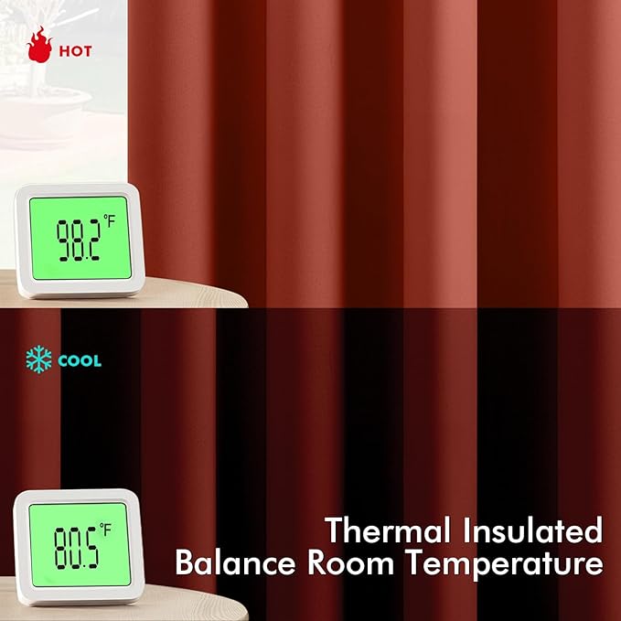 MIULEE Burnt Orange Blackout Curtains for Bedroom Living Room 72 Inches Long 2 Panels, Thermal Insulated Room Darkening Drapes Solid Grommet Top Noise Reduction Terracotta Rust Fall Window Treatments