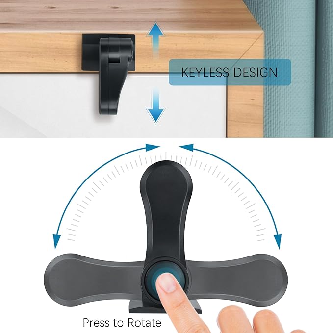 Child Proof Door Lever Lock - 2 Pack - Door Locks for Kids Safety - Door Knob Child Proof - Baby Proofing 3M Adhesive - Door Handle Child Proof - Baby Safety Locks for Toddlers - Black