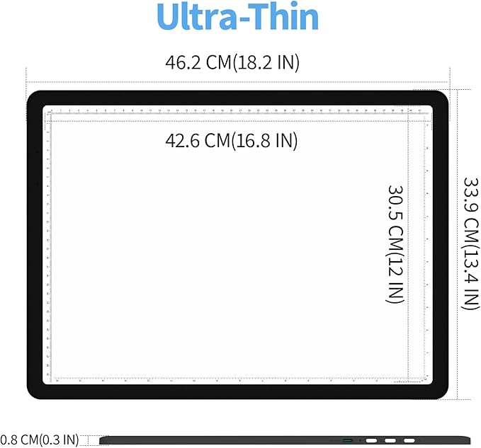 A3 Diamond Art Light Board with Bag, Light Box for Tracing with 6-Levels Dimming & Side Physical Buttons, 4 Pcs Magnets, Magnetic Light Pad for Diamond Painting, Sketching (Black, 46.2 x 33.9 CM)