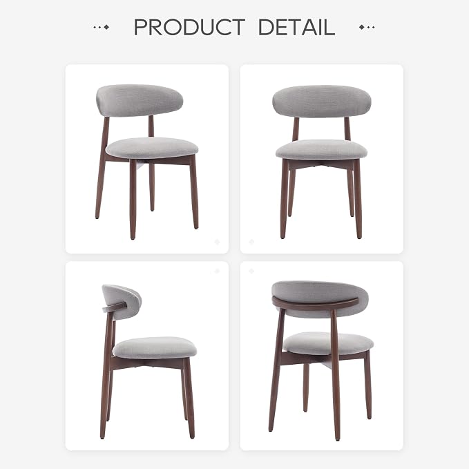 COLAMY Wooden Dining Chairs Set of 2, Modern Fabric Upholstered Dining Room - Image 8