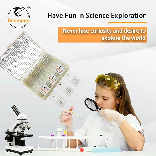 30 Prepared Microscope Slides with Specimens for Kids Students - Animals Plants Insects Microorganism, for Biological Science Lab, Children's Science Education, Homeschool