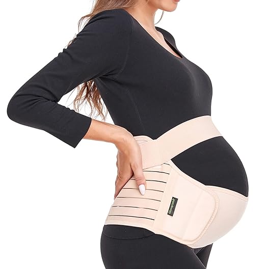 ChongErfei Maternity Belt, Pregnancy 3 in 1 Support Belt for Back/Pelvic/Hip Pain, Maternity Band Belly Support for Pregnancy Belly Support Band (S: Fit Ab 31.5"-43.3", Beige)