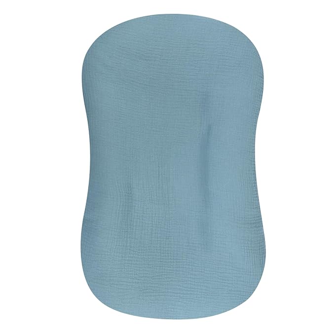 Muslin Baby Lounger Cover Soft Organic Cotton Slipcover Fits Newborn Lounger for Baby Boys and Girls (Blue)