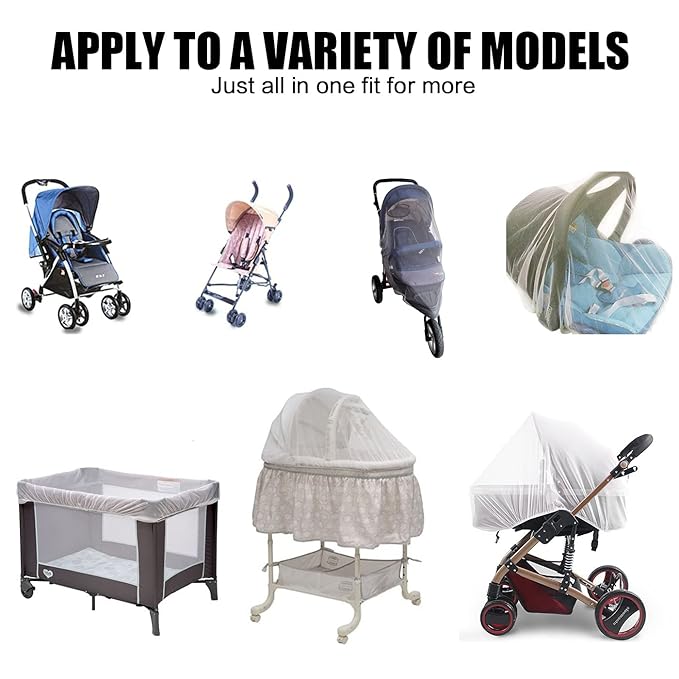 Mosquito Net for Stroller - Protective 2Packs Perfect Bug Net for Strollers, Bassinets, Cradles, Playards,Pack N Plays and Portable Mini Crib (White+Grey)