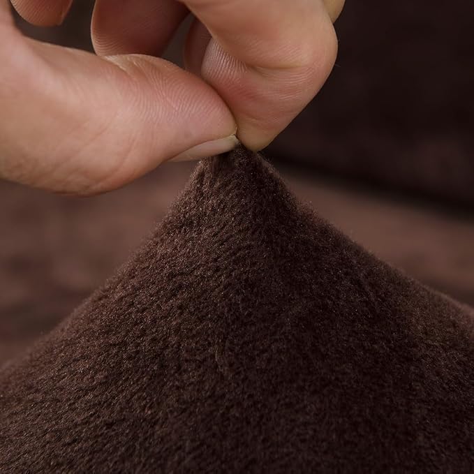 vctops 1-Piece Velvet Plush Stretch Sofa Slipcover - Image 3