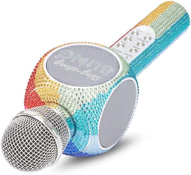 Sing-Along Bling Bluetooth Karaoke Microphone and Bluetooth Stereo Speaker All-in-One (Rainbow Bling)