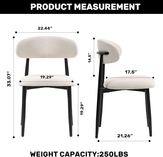 UVV Dining Chairs Set of 2, Metal Kitchen Chairs - Image 9