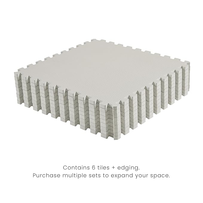 Toddlekind Solid Color Foam Play Mat 4x4 Baby Playmat. Stylish, Non-Toxic, Odorless, Plain Design Puzzle Play Mat 0m+ (Gray)