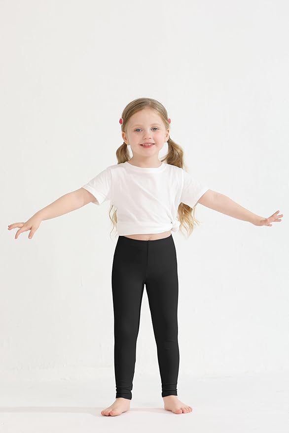 Resinta 4 Packs Toddler and Baby Girls Cotton Leggings Full Length Pants Stretchy Soft Tights Pants for Kids