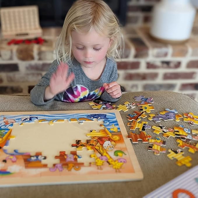 Noah Jigsaw Puzzles for Toddlers Age 3-5, 48pcs Preschool Educational Learning Toys Sets Gift for Baby Infants Boys and Girls (Noah's Ark…)
