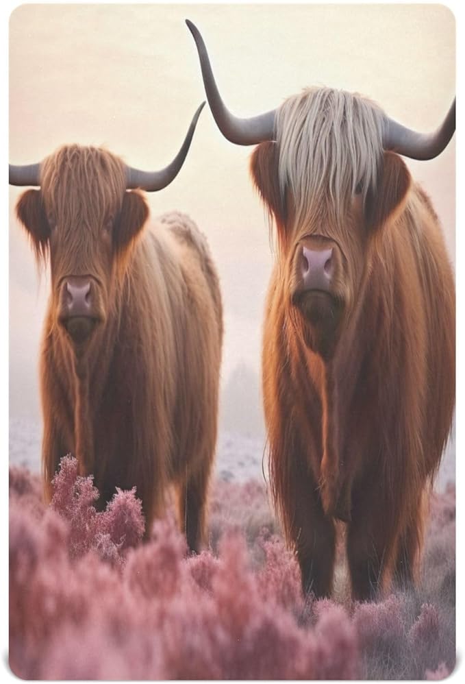 Two Highland Cows Crib Sheets for Boys and Girls, Fitted Baby Crib Sheets Soft and Breathable Mini Crib Sheets 52 X 28 X 9 Inches