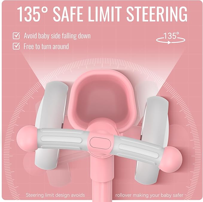 Umatoll Colorful Lighting Baby Balance Bike Toys for 1 Year Old Girls Gifts, Adjustable Seat, 1st Birthday Gifts, 12-24 Months Toddler Bike, Pink