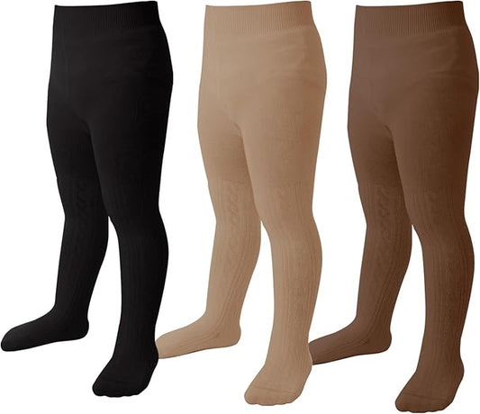 Marchare Baby Girls Tights Thick Solid Cable Knit Leggings Winter Warm Stockings For Toddler Girls 1/2/3/4/5 Pack