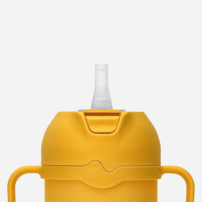 Comotomo Toddler Tumbler 8oz Insulated Sippy Cup with Silicone Straw and Spout, Yellow (Yellow)