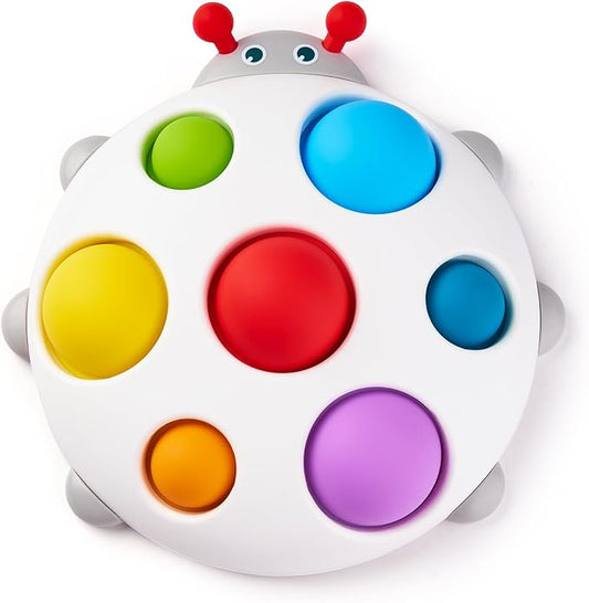 LiKee Fidget Popper Sensory Baby Toys for 10+ Months, Push and Popping Busy Board, Montessori Toys for 1+ Years Old, Airplane Car Travel Toy for Toddlers 1-3 Stress Relief (Ladybug)