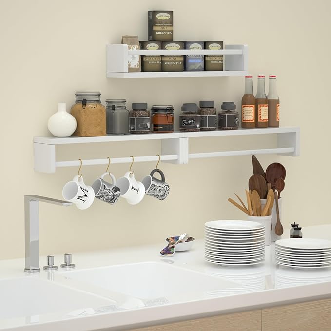 Nursery Floating Shelves for Kids Room, Wall Book Shelves for Kitchen Living Room, Book Shelf Wall Mounted for Baby Kids Bedoom Bathroom (White, 24inch Set 3)