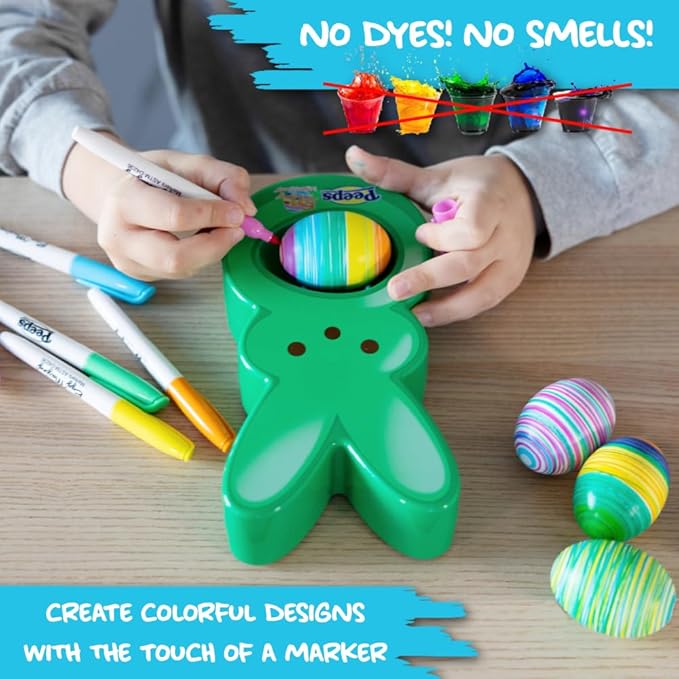 The Eggmazing Egg Decorator - Peeps Bunny - Arts and Craft Set Includes 6 Colorful Quick Drying, Non-Toxic Markers - Green - Packaging May Vary