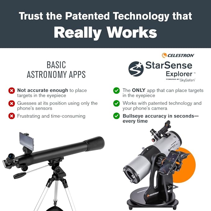 Celestron StarSense Explorer 114AZ App-Enabled Telescope – 114mm Tabletop Dobsonian with Smartphone Dock & StarSense App – iPhone & Android Compatible – Easy-to-Use for Beginners