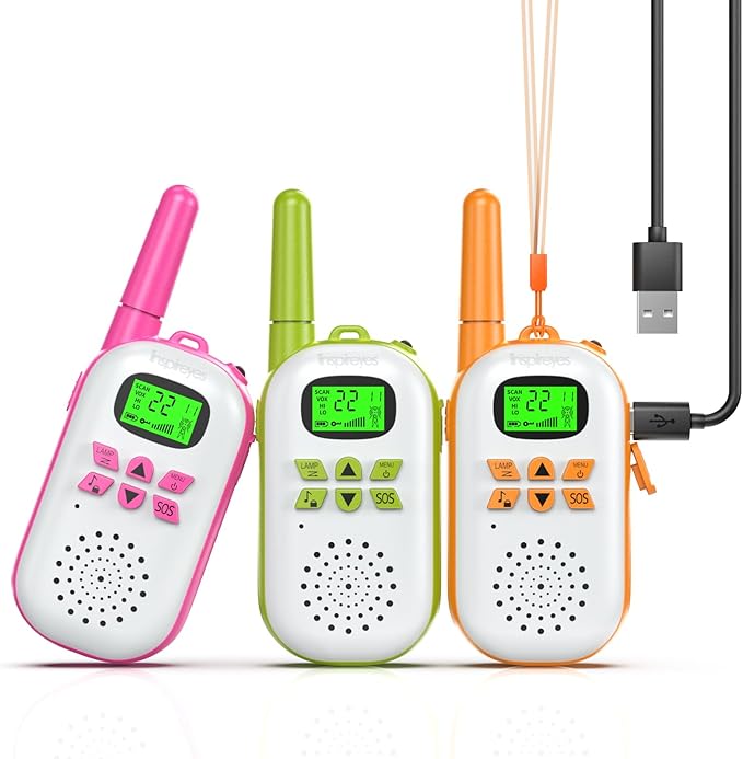 Walkie Talkies for Kids Rechargeable,Toys for Boys and Girls Ages 3-12, 3 Pack Long Range 2-Way Radios, Birthday Gifts,Christmas Stockings, Outdoor Play, Family Games, Hiking Camping Gear