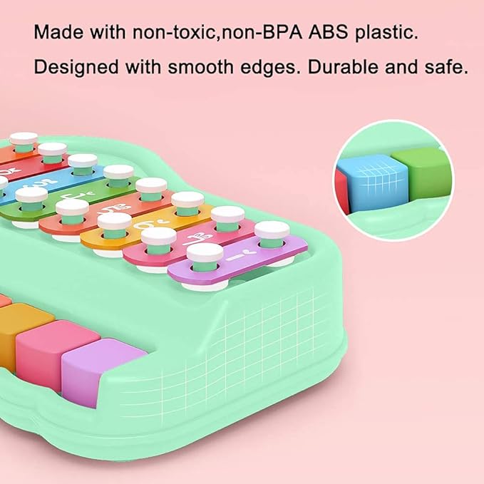 2 in 1 Baby Piano Xylophone for Toddlers 1-3 Years Old, 8 Multicolored Key Keyboard Baby Xylophone Piano, Preschool Educational Musical Learning Instruments Toy for Baby Kids Girls Boys