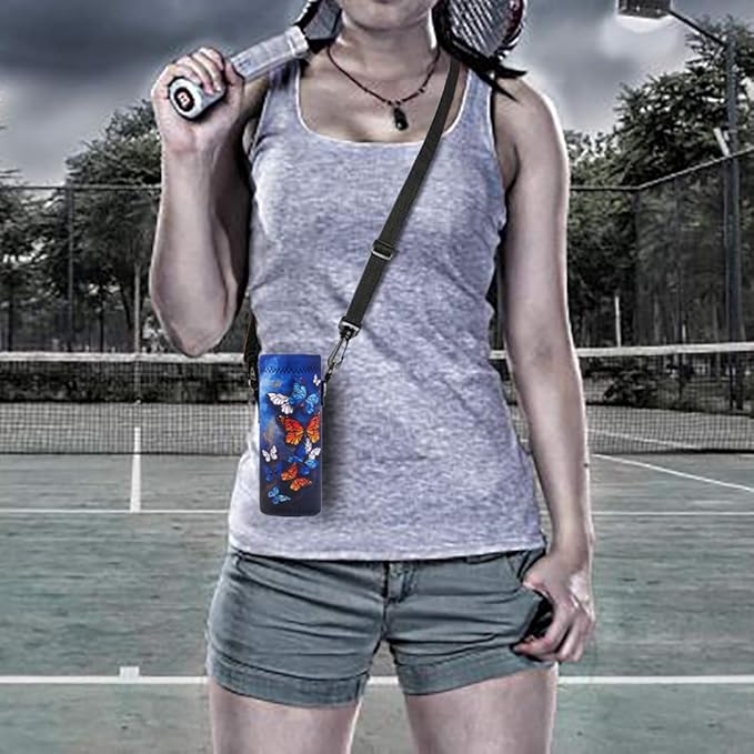 Neoprene Water Bottle Carrier Bag with Adjustable Shoulder Strap for Men Women Walking Hiking,Portable Insulated Holder Case for Stainless Steel/Glass/Plastic Bottles