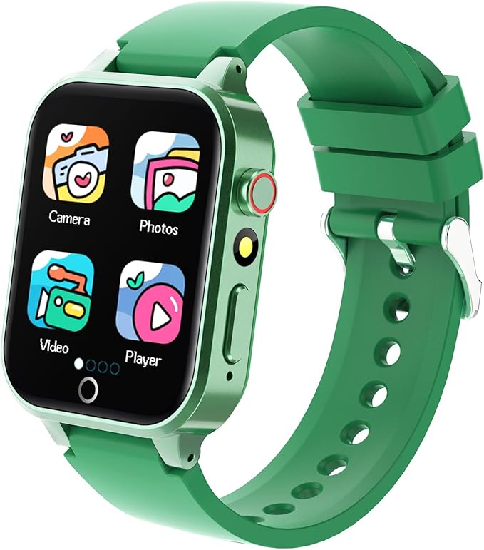 Vakzovy Kids Smart Watch for Boys with 26 Games, HD Touchscreen Camera Music Player Flashlight Pedometer Audiobook, Birthday Gifts Toy for Girls Age 6-12 Kids Smartwatch with Screen Protector Green