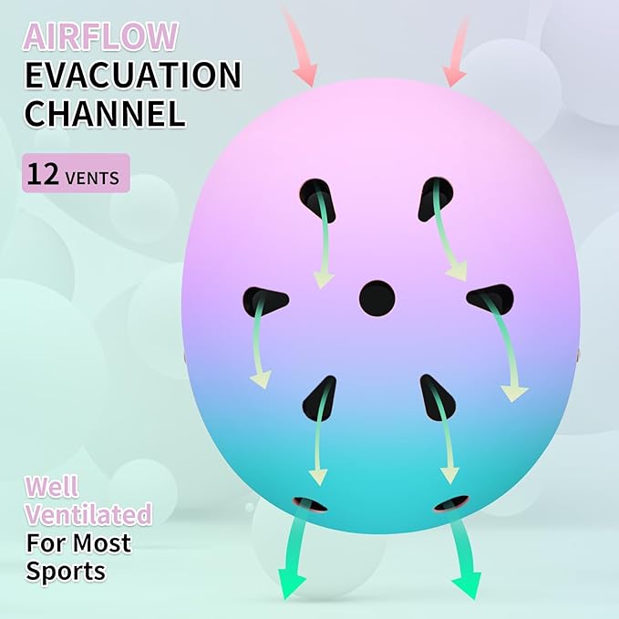 Adjustable Kids Bike Helmet with Knee & Elbow Pads Set, Color Gradient Design for Boys and Girls Aged 3-14+, for Skateboarding, Scooter, Roller & Inline Skating, Longboard