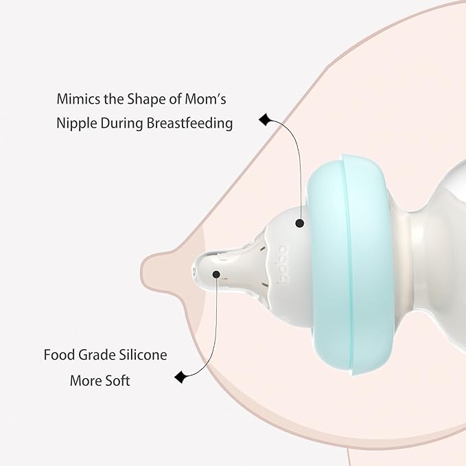 YOHKOH Newborn Glass Baby Bottles with Slow Flow Nipple for 0+ Months, Wide Neck Feeding Bottle, 2.7oz/80ml (Blue, 2.7oz (Pack of 4))