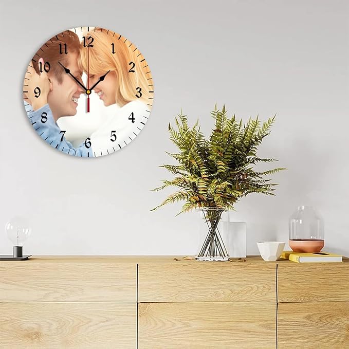 Generic Custom Clocks for Walls Personalized Clocks with Photo Text Logo Customize Gifts for Kitchen Bathroom Home Family Friends Gifts, 12inch-30cm