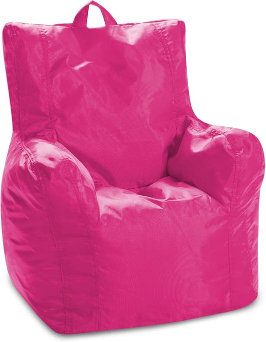 Posh Creations Bean Bag Chair Structured Seat for Toddlers and Kids, Comfy Chair for Gaming, Reading, and Watching TV for Children, Pasadena Chair, Nylon - Pink