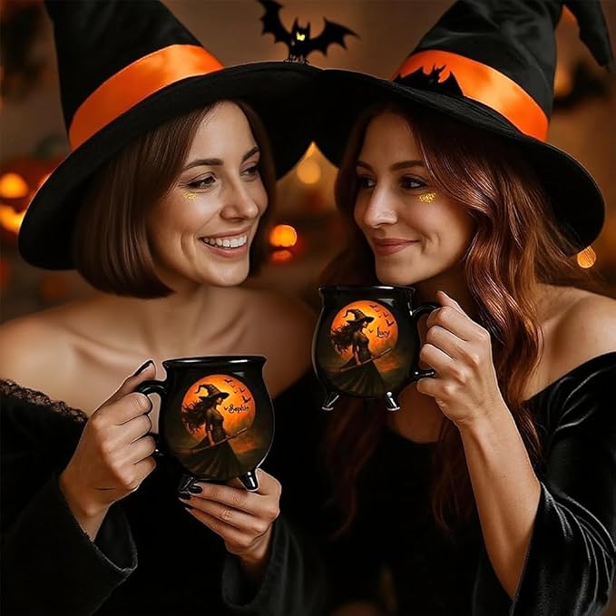 Custom Witch Cauldron Mug, Personalized Witches Brew Halloween Coffee Mug, Halloween Mugs Gifts For Women, Besties, Family, Witches Cauldron, Witch Coffee Mug, Witchy Gifts For Women (2pcs)